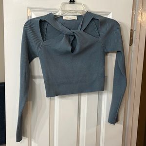 American threads cropped sweater. Periwinkle blue. Small.